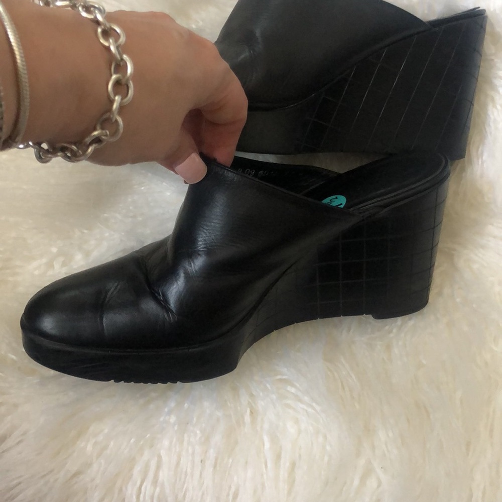 Vintage ROBERT CLERGERIE High Heel Mules slides Shoes Leather Chunky Platform - Picture 4 of 11